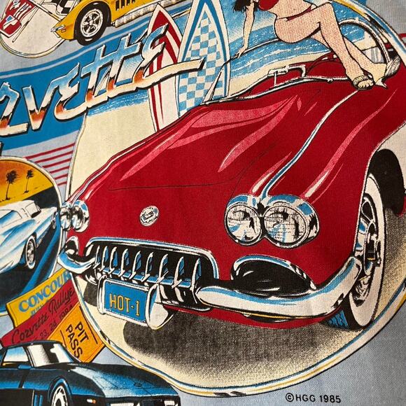 Vintage 80s Corvettes 1985 Single Stitch Shirt Adult Large - Picture 2 of 4